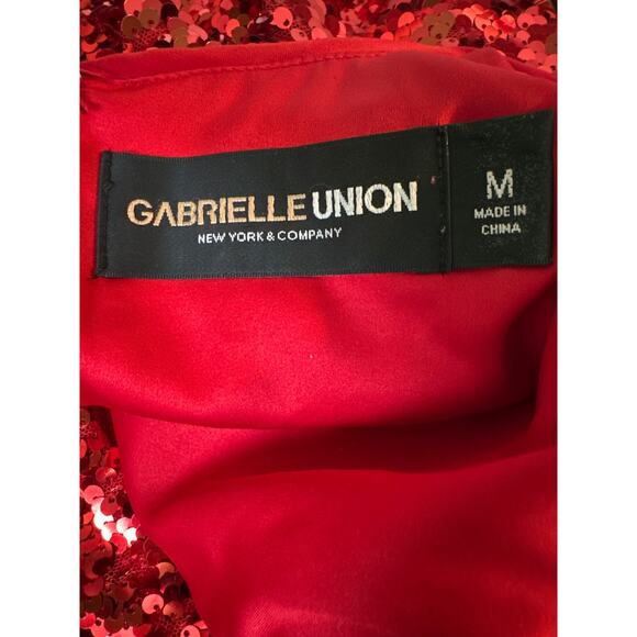 Gabrielle Union red sequins long sleeves deep v neck party dress size medium - Picture 4 of 16